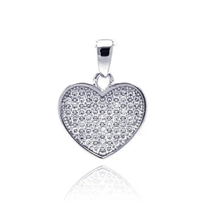 925 Sterling Silver Rhodium Plated Heart CZ Dangling Pendant
