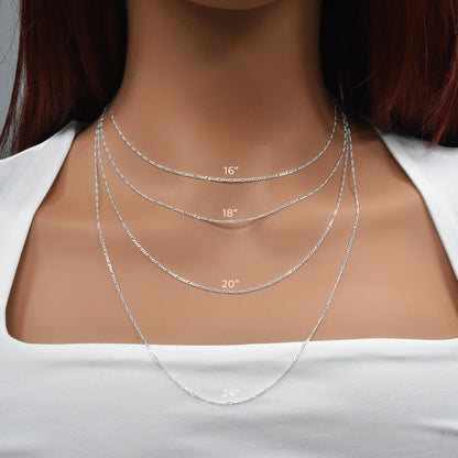 925 Sterling Silver Figaro 035 Chain 1.3mm