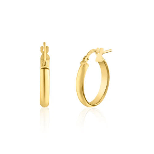 925 Sterling Silver Gold Plated Dome 3.5mm Hoop Earring