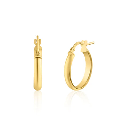 925 Sterling Silver Gold Plated Dome 3.5mm Hoop Earring