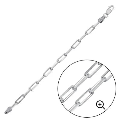 925 Sterling Silver Rhodium Plated Paperclip Link Chain or Bracelet 2.8mm