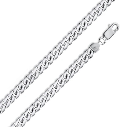 925 Sterling Silver Rhodium Plated  Miami Cuban 200 Bracelet or Chain Link 7mm