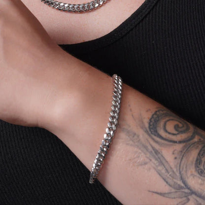 925 Sterling Silver Rhodium Plated  Miami Cuban 200 Bracelet or Chain Link 7mm