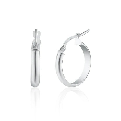 925 Sterling Silver Rhodium Plated Dome 3.5mm Hoop Earring