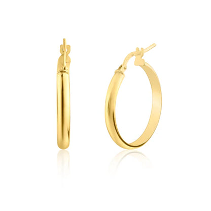 925 Sterling Silver Gold Plated Dome 3.5mm Hoop Earring
