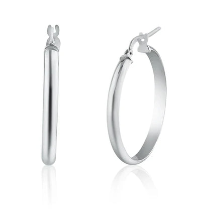 925 Sterling Silver Rhodium Plated Dome 3.5mm Hoop Earring
