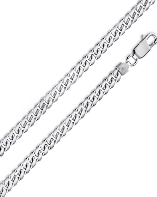 925 Sterling Silver Rhodium Plated Miami Cuban Curb 160 Chain or Bracelet Link 5.5mm