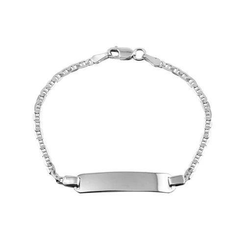 925 Sterling Silver Rhodium Plated Flat Marina Baby ID Bracelet