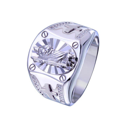 925 Sterling Silver Rhodium Plated Saint Jude CZ Ring
