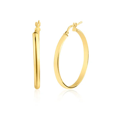 925 Sterling Silver Gold Plated Dome 3.5mm Hoop Earring