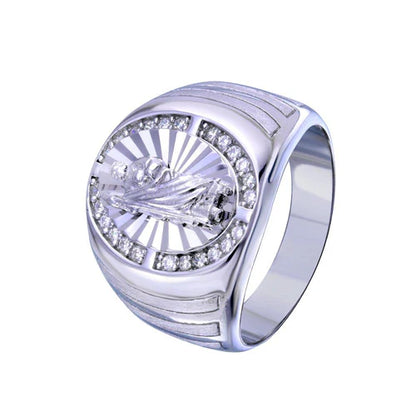 925 Sterling Silver Rhodium Plated Saint Jude CZ Ring