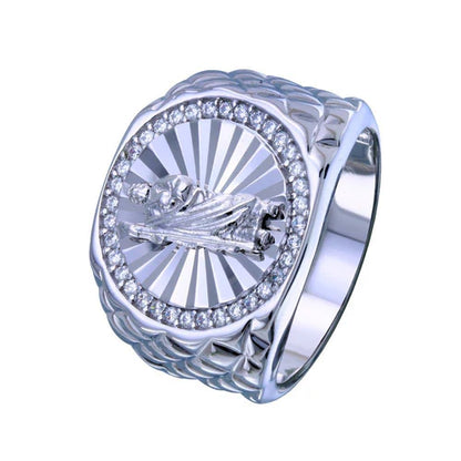 925 Sterling Silver Rhodium Plated Saint Jude CZ Ring