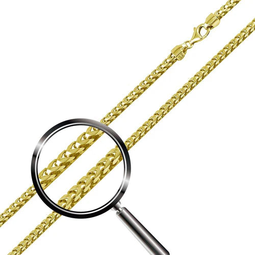 925 Sterling Silver Gold Plated Franco Chain 3.5mm