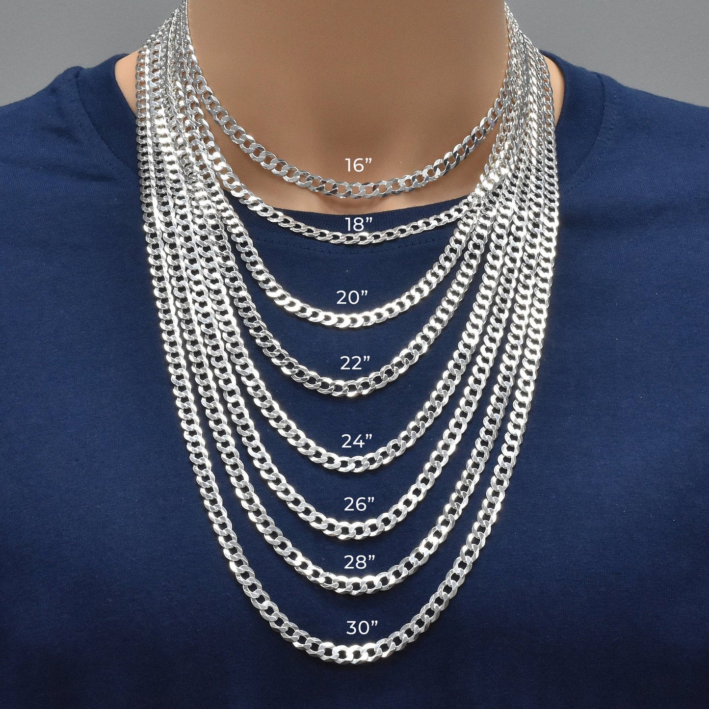 Silver Curb 160 Chain or Bracelet 6.1mm