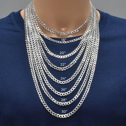 Silver Curb 160 Chain or Bracelet 6.1mm