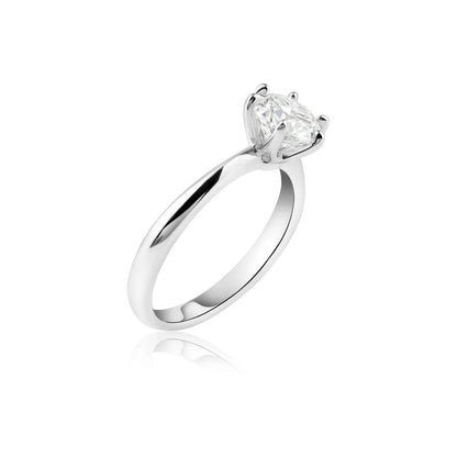 925 Sterling Silver Rhodium Plated 1 Carat Moissanite Ring