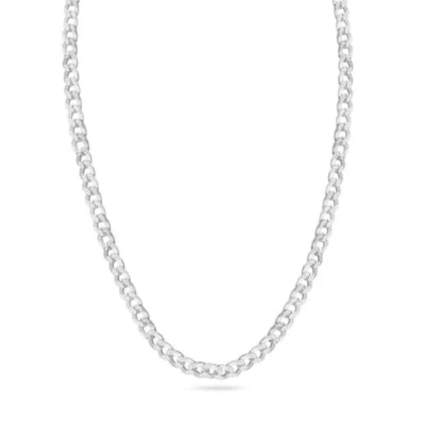 925 Sterling Silver Curb 100 1 Side Diamond Cut 1 Side Plain Chain 4.1mm