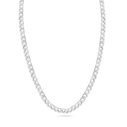 925 Sterling Silver Curb 100 1 Side Diamond Cut 1 Side Plain Chain 4.1mm
