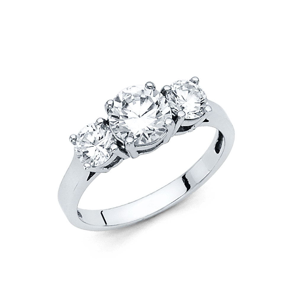 14K White Gold Women’s Three-Stone Cubic Zirconia Engagement Ring