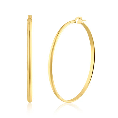925 Sterling Silver Gold Plated Dome 3.5mm Hoop Earring