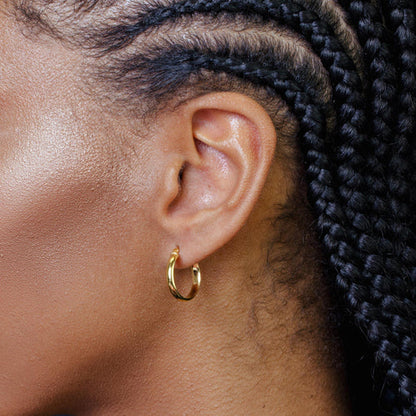 925 Sterling Silver Gold Plated Dome 3.5mm Hoop Earring