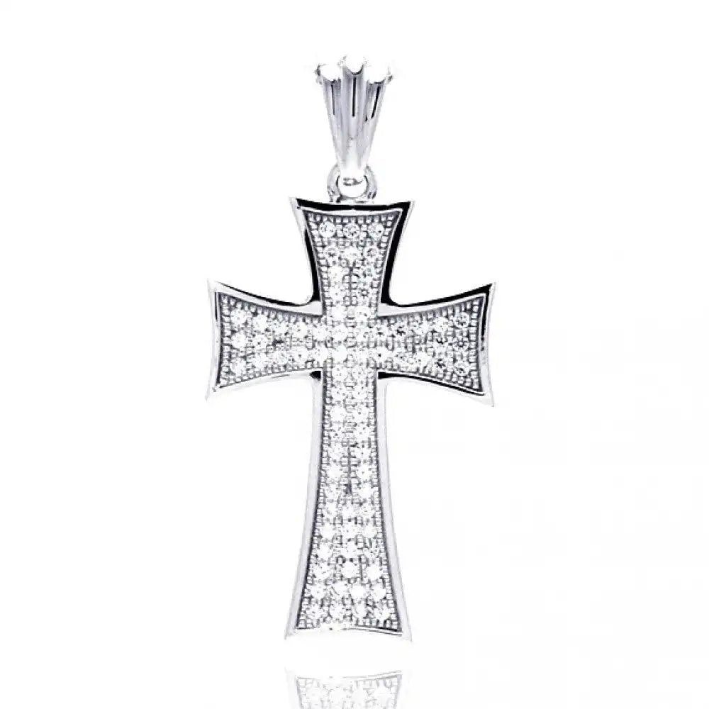 925 sterling silver Rhodium Plated Cross Micro Pavet CZ Dangling Pendant