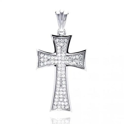 925 sterling silver Rhodium Plated Cross Micro Pavet CZ Dangling Pendant