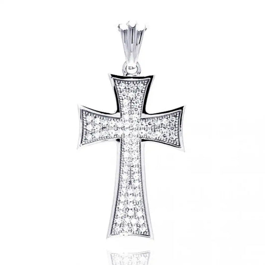 925 sterling silver Rhodium Plated Cross Micro Pavet CZ Dangling Pendant