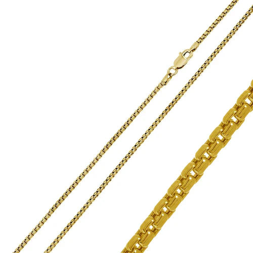 925 Sterling Silver Gold Plated Round Box 035 Chain 1.7mm