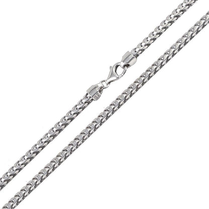 925 Sterling Silver Rhodium Plated Franco 370 Chain 3.7mm