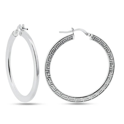 925 Sterling Silver Basic Non Plated Silver 1.8mm Celtic Hoop Earrings