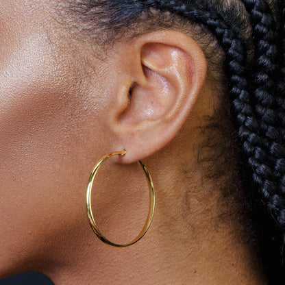 925 Sterling Silver Gold Plated Dome 3.5mm Hoop Earring