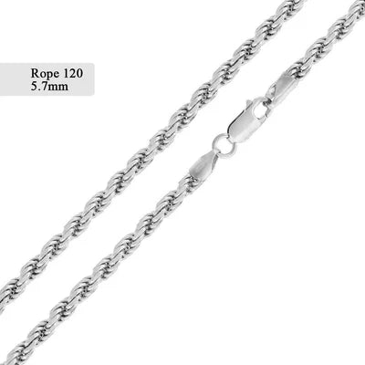 Silver Rope 120 Chain or Bracelet 5.7mm