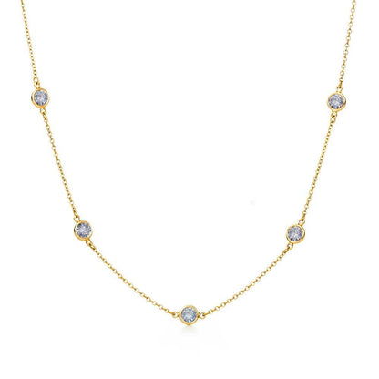 925 Sterling Silver Gold Plated Chain Necklace with CZ