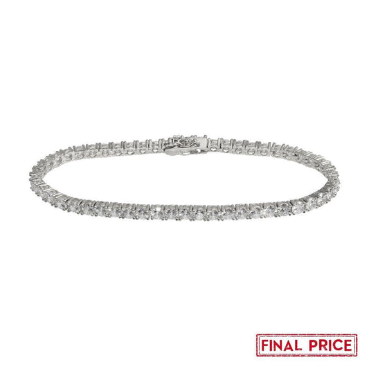 925 Sterling Silver Rhodium Plated Round CZ Tennis Bracelet 4mm