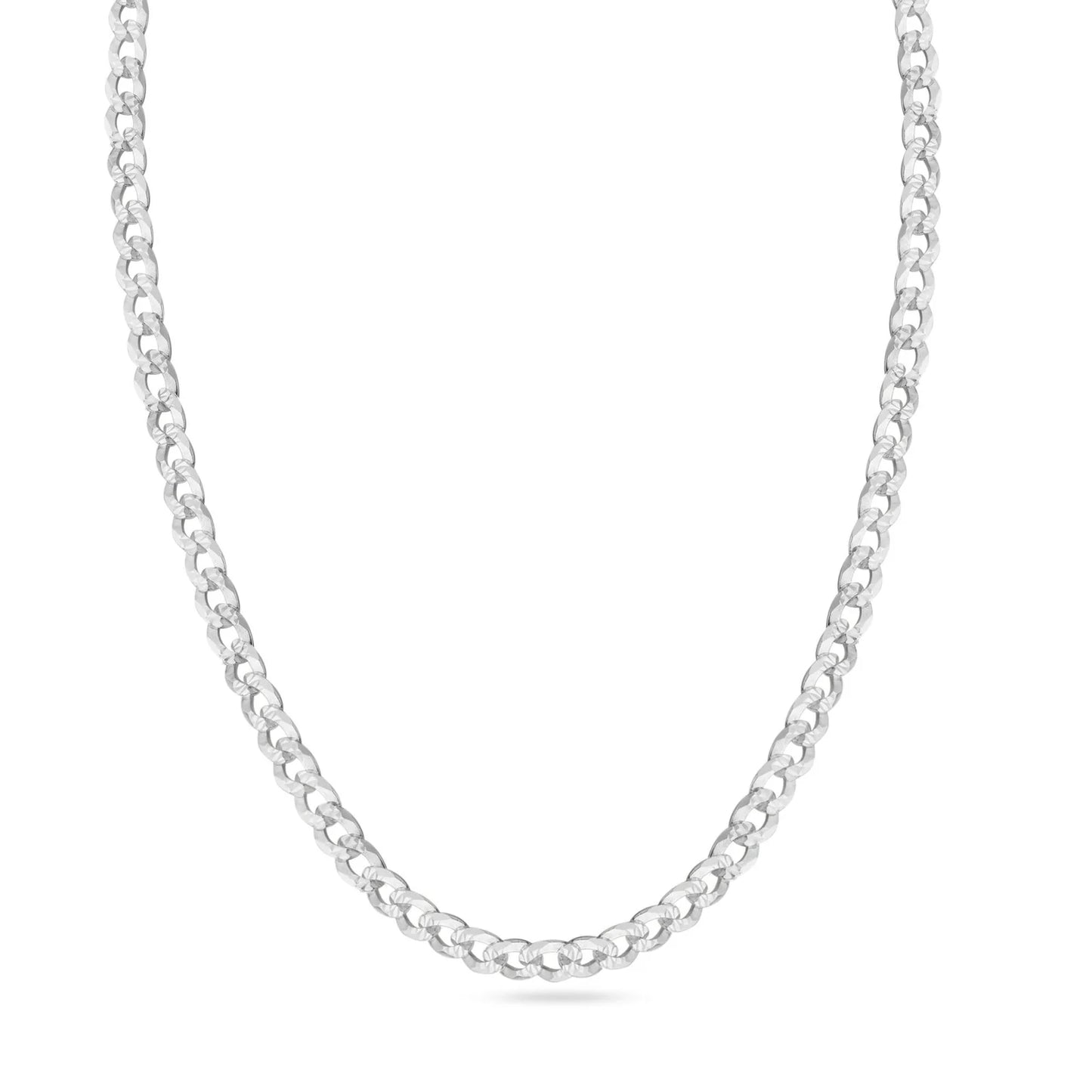 Silver Curb 150 1 Side Diamond Cut 1 Side Plain Chain or Bracelet 5.2mm