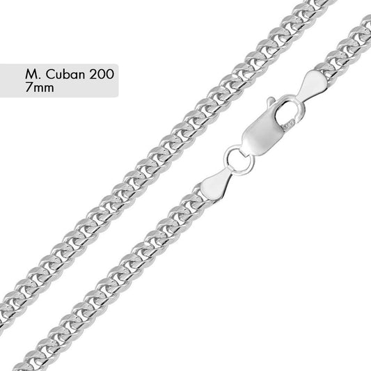 Silver Miami Cuban 200 Chain or Bracelet 7mm