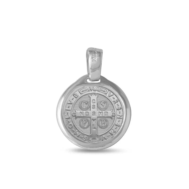 925 Sterling Silver High Polished Saint Benedict Medallion 13mm