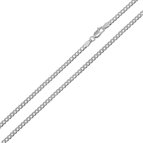 925 Sterling Silver Rhodium Plated  Super Flat Curb 040 Chain 1.4mm