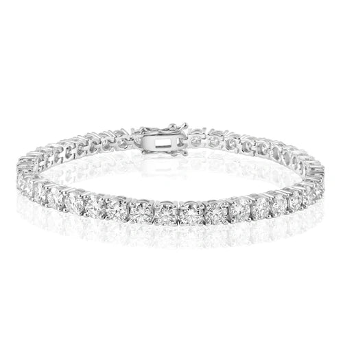 925 Sterling Silver Rhodium Plated  Moissanite Stone 3mm Tennis Bracelet - MGMB00107