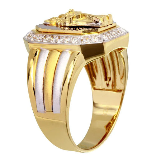 925 Sterling Silver Two-Tone Santa Muerte Ring with CZ