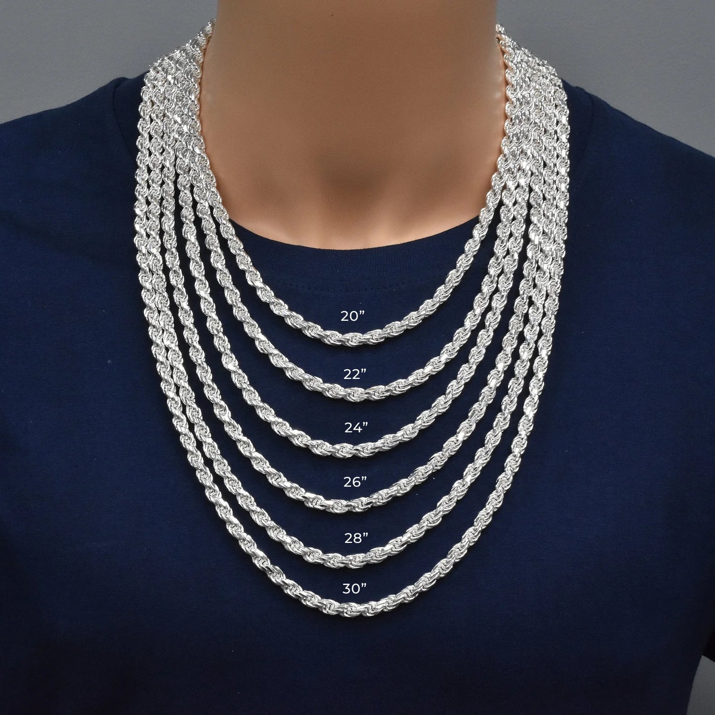 Silver Rope 120 Chain or Bracelet 5.7mm