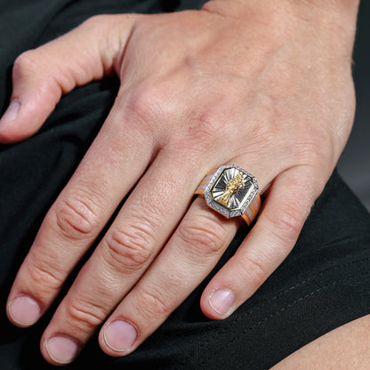 925 Sterling Silver Two-Tone Santa Muerte Ring with CZ