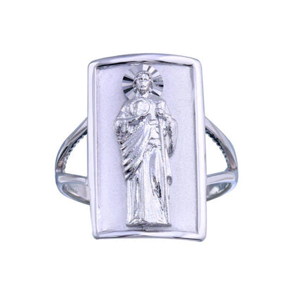 925 Sterling Silver Rhodium Plated Saint Jude Ring