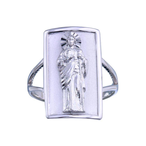 925 Sterling Silver Rhodium Plated Saint Jude Ring