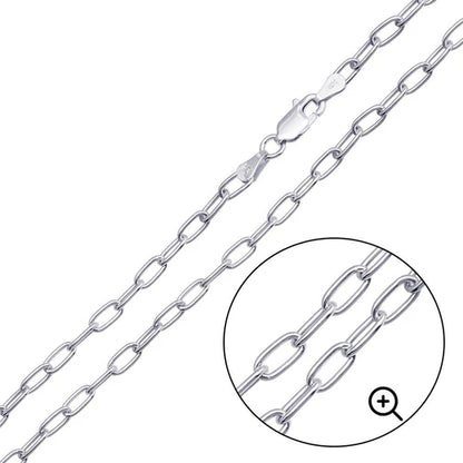 925 Sterling Silver Clearance Rhodium Plated Oval Paperclip Link Chain or Bracelet 3.1mm