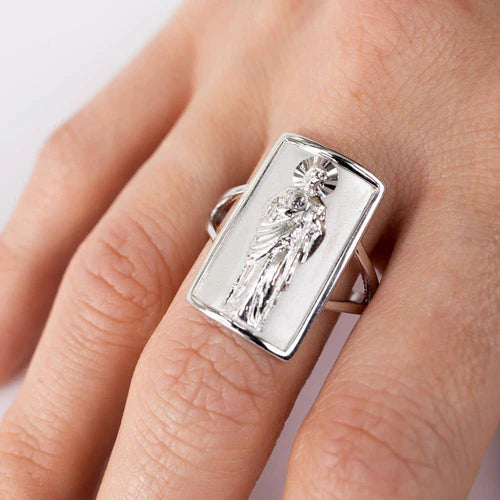 925 Sterling Silver Rhodium Plated Saint Jude Ring