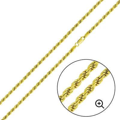925 Sterling Silver Gold Plated  Rope 060 Chain or Bracelet 2.8mm