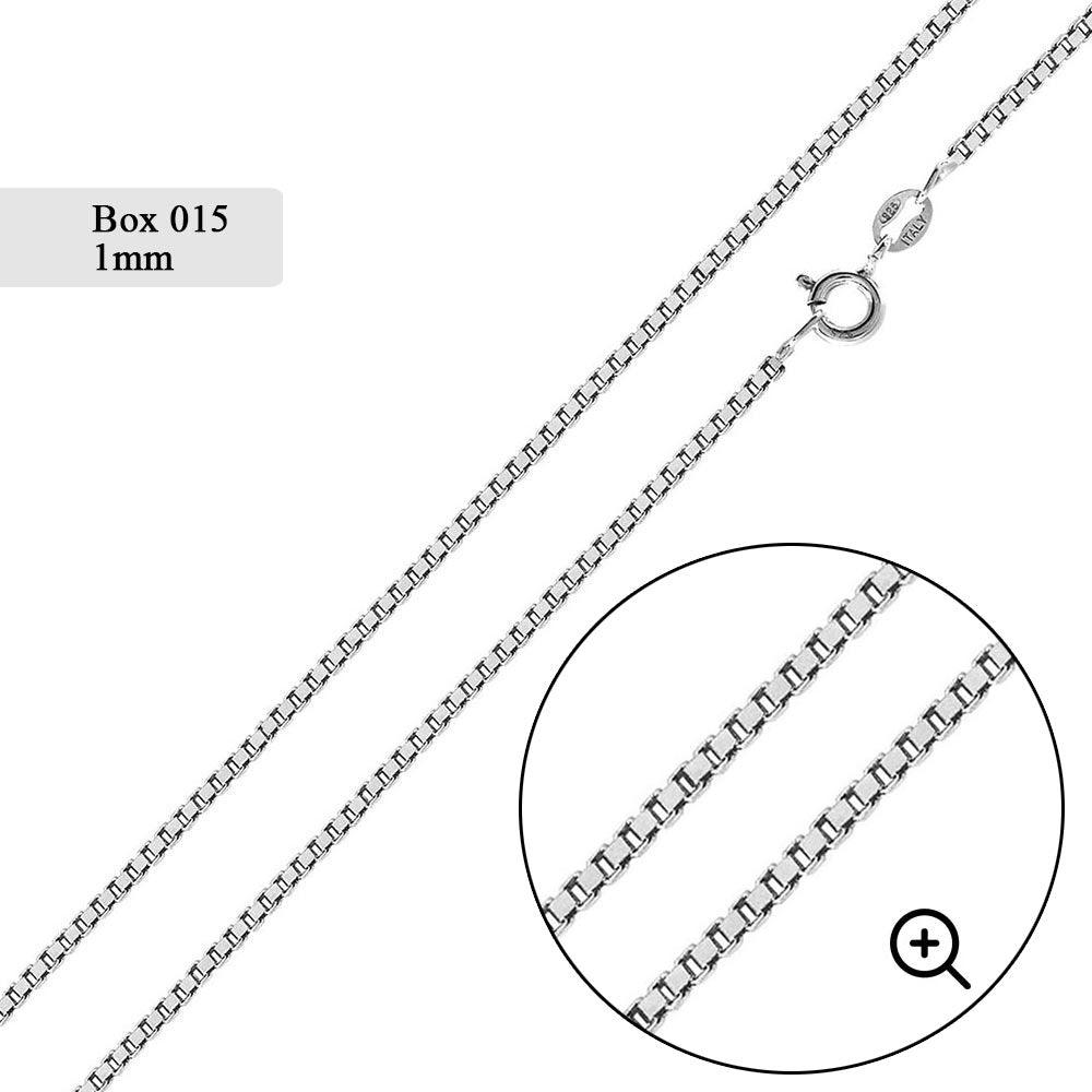 925 Sterling Silver  Box 015 Chain 0.8mm (Pk of 6)