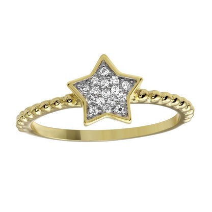 925 Sterling Silver Gold Plated Small Star Ring with CZ